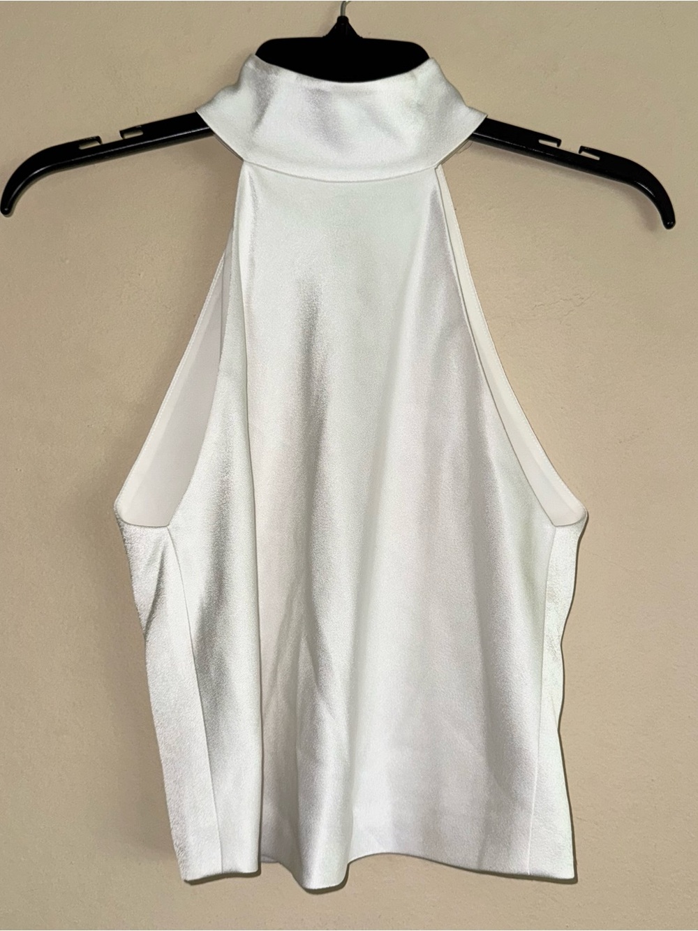 Alice + Olivia Classics High Neck White Satin Sleeveless Blouse Top Size 4